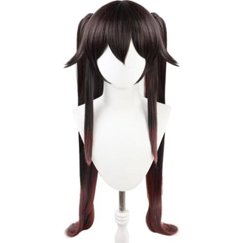 Game Genshin Impact HUTAO Cosplay Wig 100cm Heat Resistant Synthetic Hair Carnival Halloween Party Props