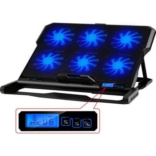 SeenDa 17inch Adjustable Laptop Cooling Stand Six Fan Led Screen Laptop Cooling Pad 2 USB Ports Notebook Stand for Laptop