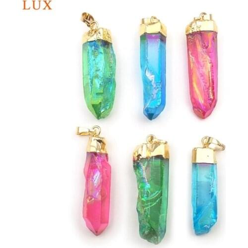 3PCS Natural Colors Quartz Pendant Crystal Suits Colorful Quartz Healing Crystal Women Gift Jewelry Finding For Necklace Making