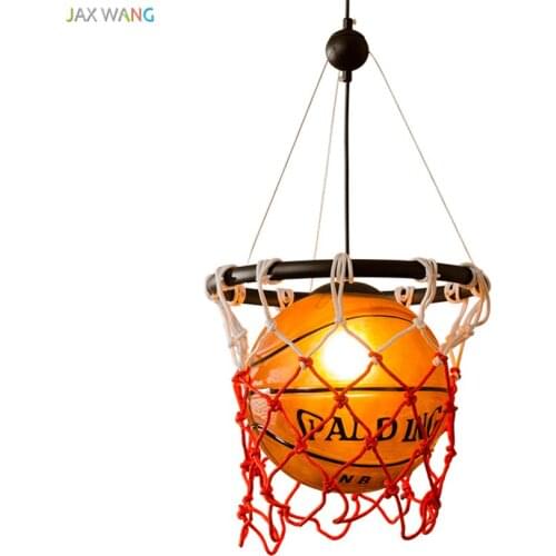 American Vintage Sport Theme Bar Football Pendant Lights Bedroom Boy Basketball Soccer Hanging Lights Childrens Room De Fixture