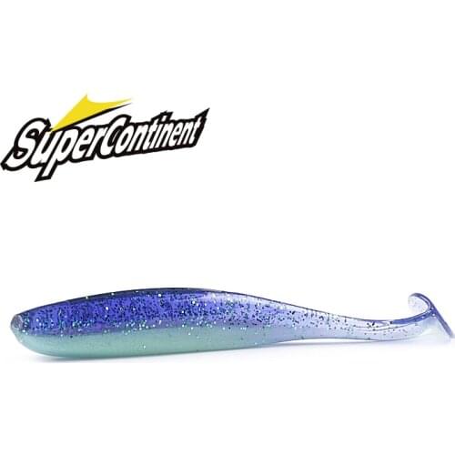 Supercontinent Soft Lures 50mm 75mm 100mm Baits Fishing Lure Leurre Shad Double Color Silicone Bait T Tail Wobblers