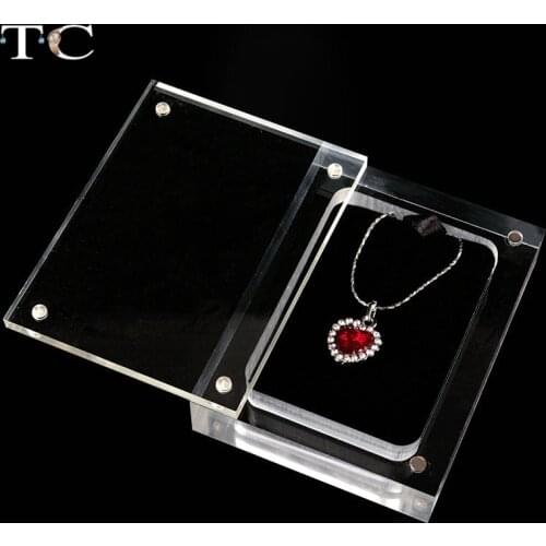 Creative Transparent Jewelry Display Box Necklace Pendant Case Acrylic Showing Case Holder Jewelry Gift Box Trinket Box