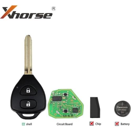 Xhorse VVDI2 XKTO05EN Wired Universal Remote Key for Toyota Style Flat 2 Buttons for VVDI VVDI2 Key Tool 5pcs/lot