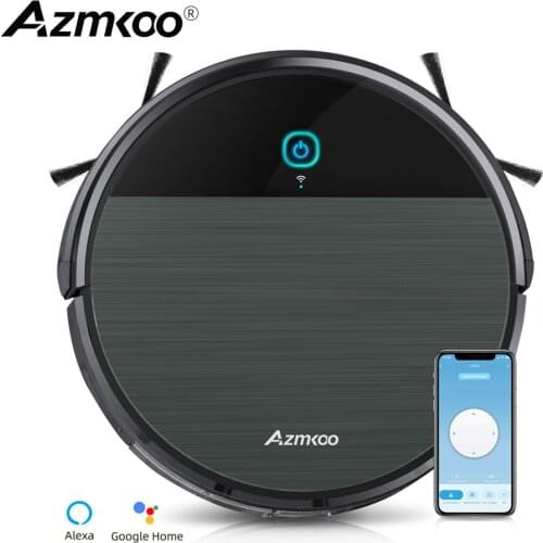 Azmkoo Vacuum Cleaner Robot Compatible with App / Alexa Wiping Function For Vacuum Clear Carpet Hard Pet Hair Fall Protection