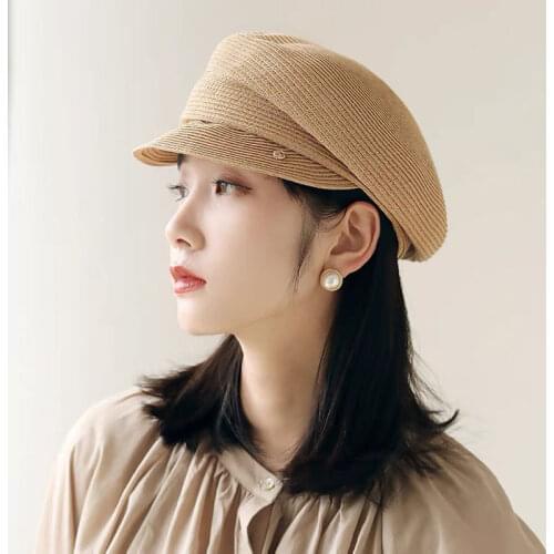 Custom Hat For Women Retro Fine Straw Viosr Woven Cap Female Summer Wide Brim Sun Visor Military Cap Equestrian Cap Fedora Cape