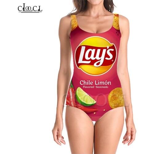 CLOOCL Newest Fashion Delicious Potato Chips 3D Print One-piece Swimwear Women Swimming Bathing Suit Sleeveless Sexy Swimsuit