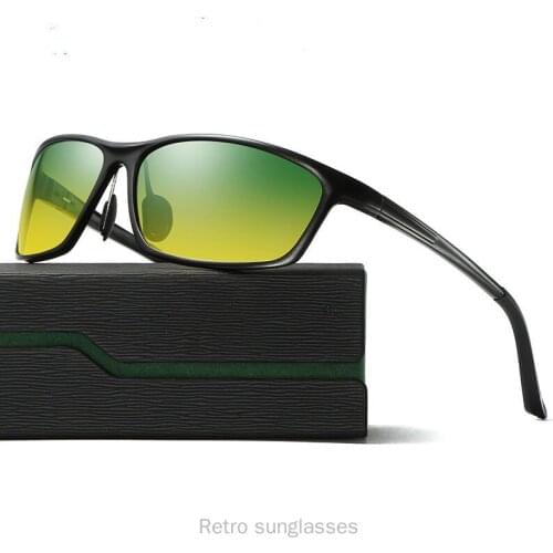 2020 Aluminum magnesium square Sunglasses Men Day Night-Vision Polarized Glasses Driving UV400 Sun Glasses FML