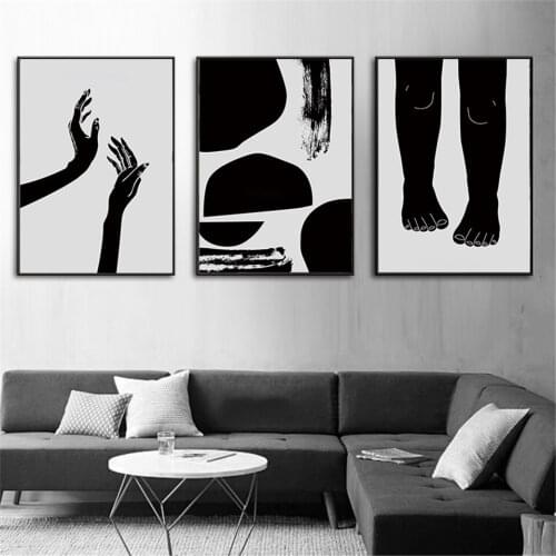 Modern Body Lines Brush Black Curves Hand Feet Posters And Prints Wall Art Canvas Painting Wall Pictures For Living Room Decor