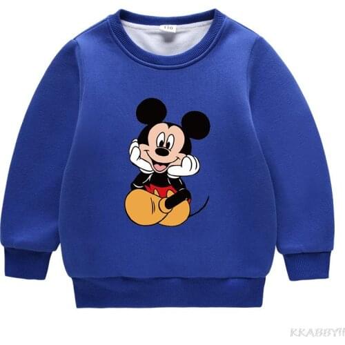Disney Mickey Mouse Brand Kids Clothes For Boys Sweatshirt Cotton Pullover Tee Autumn Long Sleeve Baby Streetwear Top