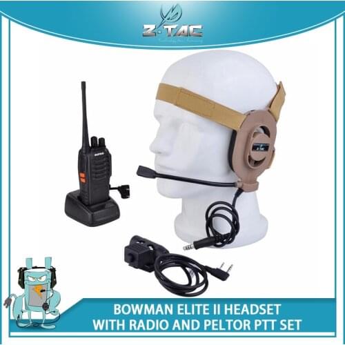 Z-Tactical Airsoft Microphone zBowman Elite II tactical Headset For Communications with Radio and U94 PTT Set Z027-S113-KEN