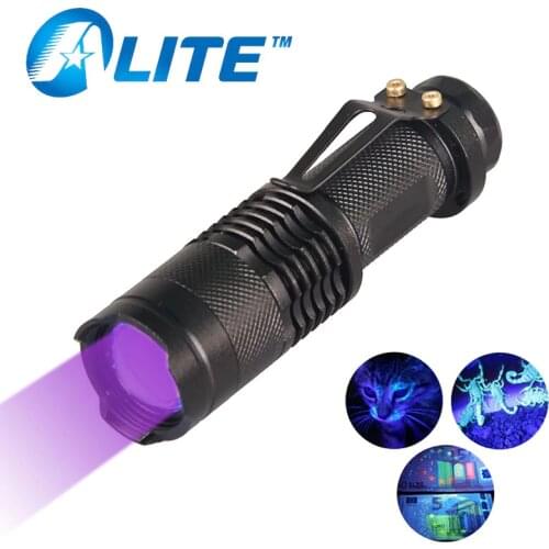 TMWT SK68 AA Mini Zoomable UV-Flashlight 365nm 395nm Ultraviolet Light Torch Lamp For Marker Cash,Scorpion Detection