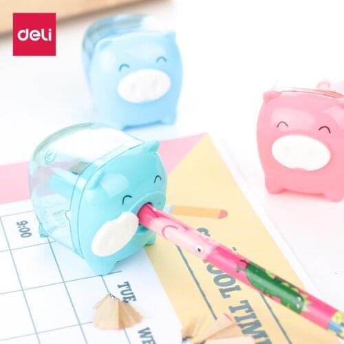 Deli Cartoon Pencil Sharpener Creative Manual Pencil Sharpener Pupils Happy Pigs Mechanical Pencil Sharpener Student Stationery