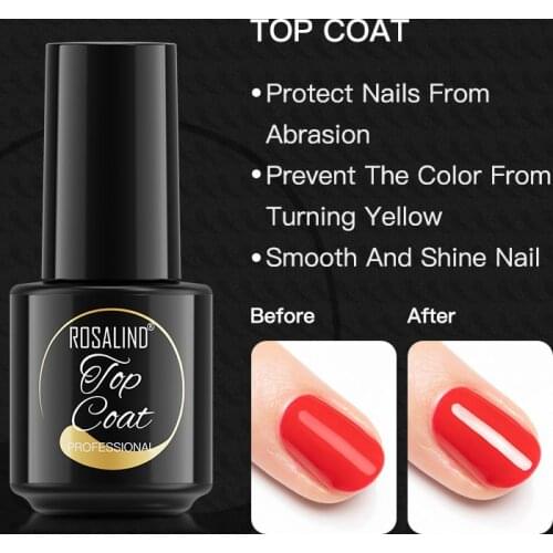 ROSALIND 7ml Top Coat Gel Nail Polish Long Lasting Transparent Protect Nails Surface keep Nail Art Desgin Gel Varnish UV LED