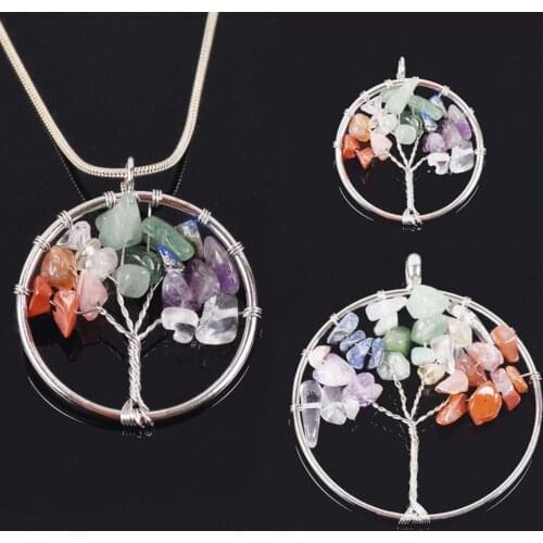 Peace Tree 30mm 50mm Metal & Natural Stones Handmade Pendant for Jewelry Making DIY Necklace Findings
