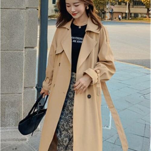 Windbreaker Coat Womens Clothing 2020 New Spring Autumn Korean Fashion Mid-Length Loose Elegant Woman Windbreakers Coats A418