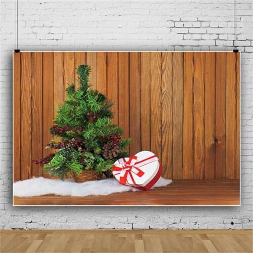 Vinyl Wood Backgrounds For Photography Wooden Planks Board Christmas Tree Gift Party Baby Child Photocall Photographic Backdrop
