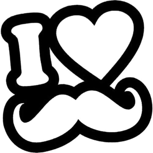 12*12cm I Heart Moustache Jdm Car Sticker Decal Drift Turbo Fast Funny Car Window Bumper Vinyl Decor Decals