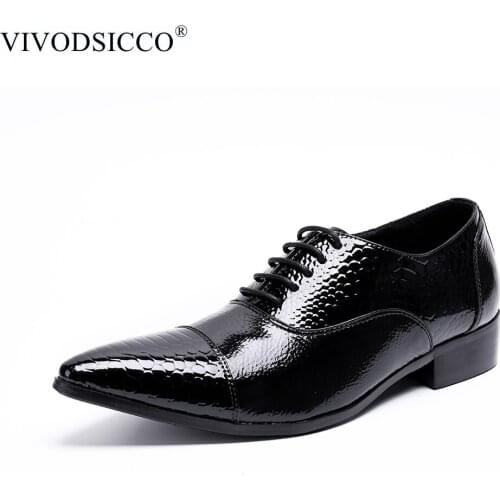 VIVODSICCO New Classic Men Dress Shoes Style Man Leather Wedding Shoes Social Sapato Male Oxfords Flat Suit Shoes Zapatos Hombre