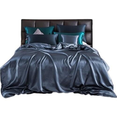 Svilelg High-End Pure Silk 4-Piece Set 22 Momme 100% Mulberry Silk Heavy Silk Quilt Cover Bed Sheet Solid Color Simple