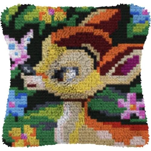 Latch Hook Cushion Cartoon with Heart Pillow Case Canvas Acrylic Yarn Latched Hook Pillow Kits Crochet Cushion Cover