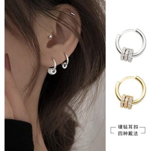 2021 Newest Design Fashion Zirconia Crystal Gold Color Round Clip Earrings For Women Jewelry Accessories