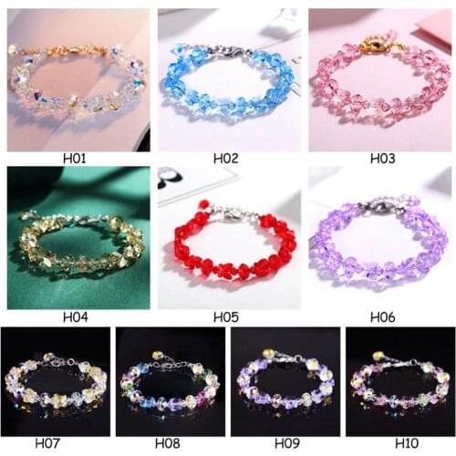 Women Colorful Crystal Beaded Bracelets & Bangles Girls Vintage Shiny Rope Chain Link Bracelet Fashion Jewelry