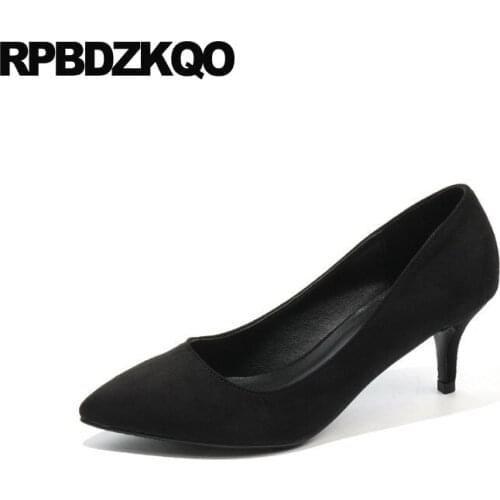 Suede Pumps Thin High Heels 3 Inch 10 42 Size 33 2021 Medium Black Shoes 4 34 Women Pointed Toe Stiletto 11 43 Wine Red Plus