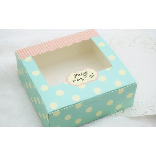 30pcs/lot Blue Dots Bakery Gift Box,Cake Candy Cookie Packing Boxes for Wedding birthday party gift box packaging supplies