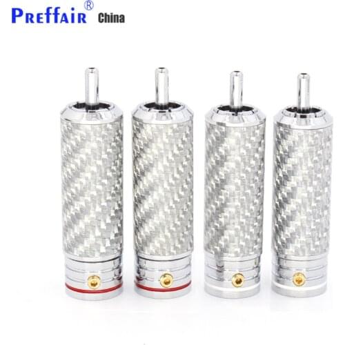 4pcs Carbon fiber HIFI RCA Plug Hi-end Rhodium-plated RCA Connector for Diy RCA Cable