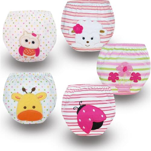 5Pcs Cute Baby Training Pants Waterproof Diaper Pant potty toddler panties Newborn cotton underwear Reusable Diapers