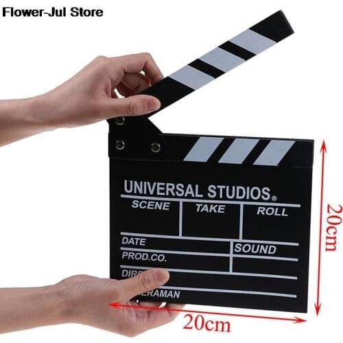 1PC Director Video Acrylic Clapboard Dry Erase TV Film Movie Clapper Board Slate with Color Sticks 20x20cm