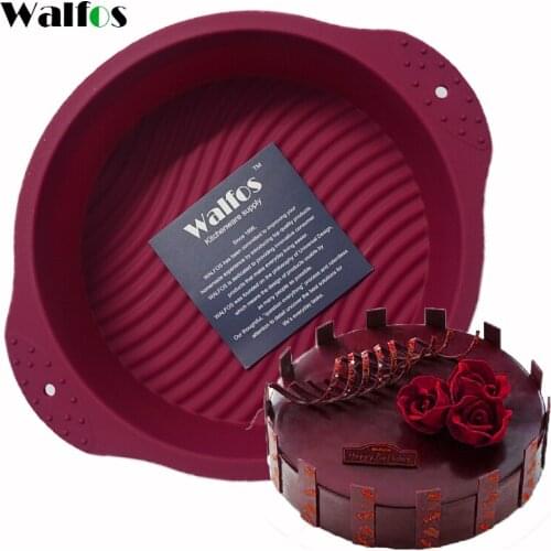 WALFOS Big Round Food Grade Non Stick Silicone Cake Pan 3D Cake Mold Baking Tools Bakeware Maker Mold Tray Birthday Cake Dessert