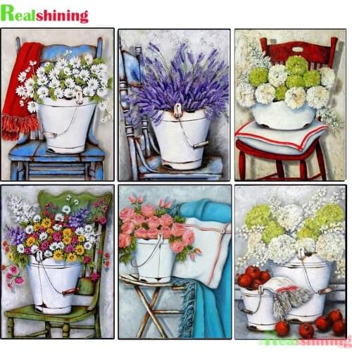 Flower Chair 5D DIY Diamond Painting Cross Stitch Full Square/Round Drill Floral Vase Scenery Diamond Embroidery N2062
