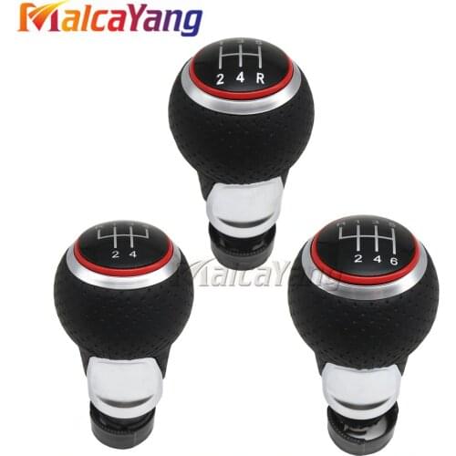 For Audi A3 S3 8p 2003-2013 A4 S4 Q5 S-Line 2007-2015 Leather Shifter Car Gear Shift Knob 12mm 5/6 Speed Handle