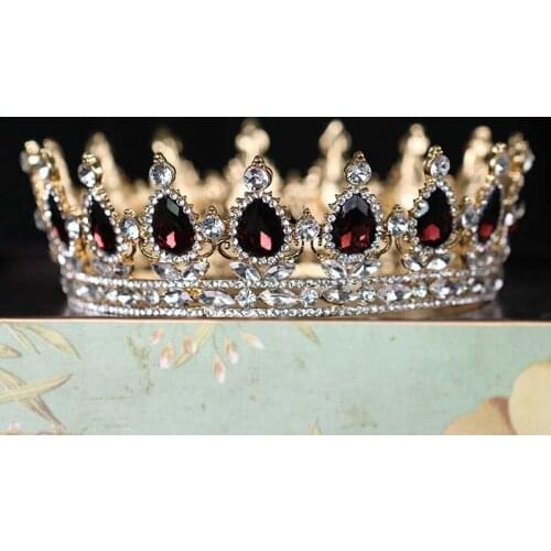 Women Full Circle Tiara Clear Austrian Rhinestones Queen Crown Wedding Bridal Crown Costume Party Art Deco Charm Fashion Jewelry