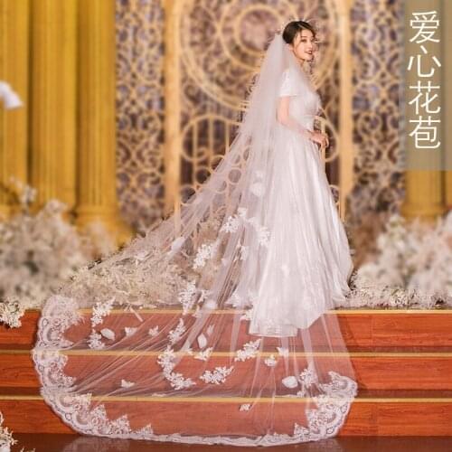 Two Layer Wedding Veil With Comb Romantic Bridal Veil with Flower Appliques Wedding Accessories