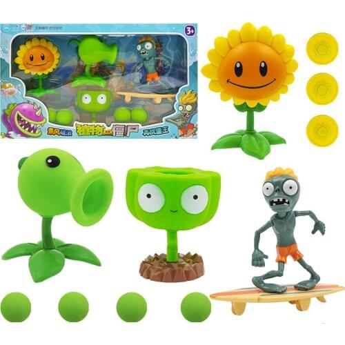 4pcs/lot Plants vs Zombies Figure Toy Model PVZ Plants Snow Pea shooter Game Toy Gift for Kids No Box