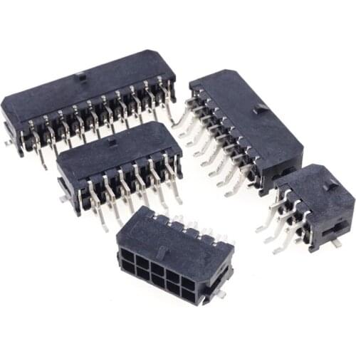 1000 pcs Micro-Fit connector 3.0 mm wafer dual Row circuits 4 6 8 10 12 14 16 18 20 22 24 Pin right angle SMT solder TAB Tin