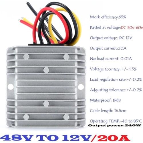 DC/DC Converter Regulator Reducer 48V Step Down to DC 12V 20A 240W Waterproof Power Supply Transformer Volt Module for car boat