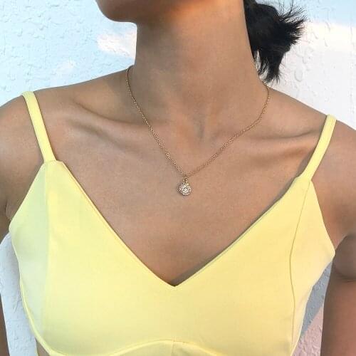 Lalynnly Fashion Rhinestone Pendant Necklaces Female Geometry Choker Chain Necklace For Women Girls Jewelry Accessories N8766