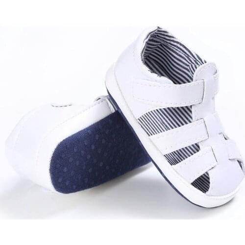 Summer PU Baby Boys Fashion Breathable Hollow First Walkers Soft Soled Solid Out Anti-slip Flip Flop Newborn Shoes