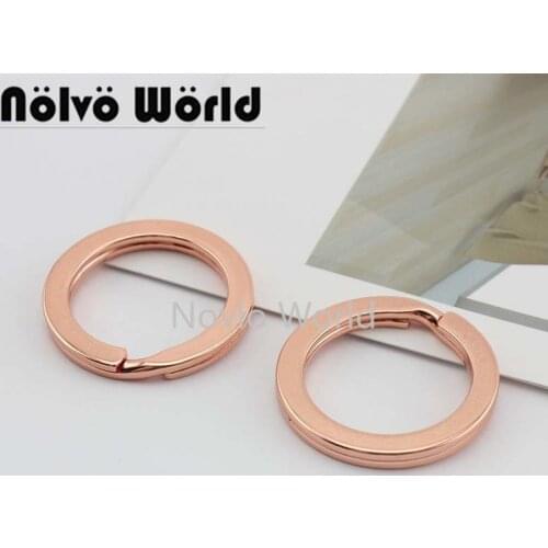 Nolvo World 5-20-100pcs 5 colors interior 23.3mm wide edge metal key ring buckles,rose gold high quality thick keychain rings