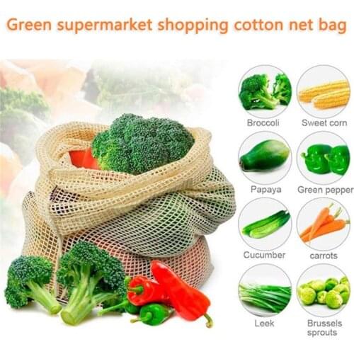 1PC Useful Vegetable Bags Eco Cotton Shopping Bag Reusable Storage Fruit Mesh Bags Produces Washable for Kitchen Home