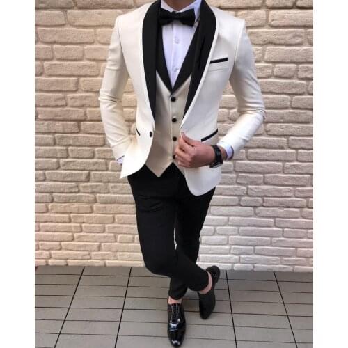 Men Suits 3 Pieces Slim Fit Casual Business Groomsmen Grey Green champagne Lapel Tuxedos for Formal Wedding(Blazer+Pants+Vest)