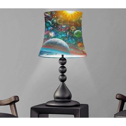 Galaxy Style Cloth Lamp Outer Space Prints Floor Lamp Shade Light Cover Living Room Bedroom Stretch Lampshade Washable