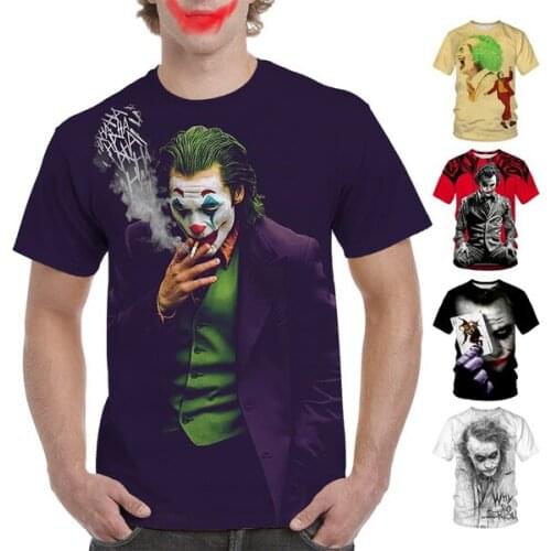 New 3D Printed Joker Series T-shirt Mens Casual Cool Round Neck 3D T Shirt XS-5XL