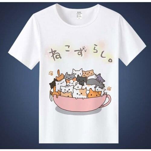New Summer Women Men T-shirt Neko Atsume Cosplay T Shirt Anime Cartoon Tshirt Casual Short Sleeve Tees