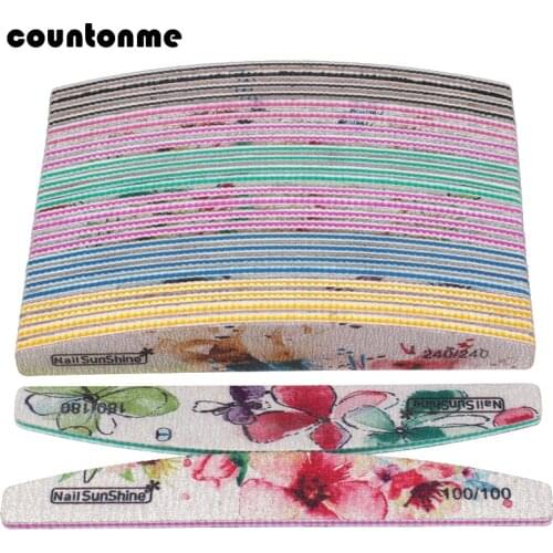 50pcs Colorful Nail File New Buffer UV Gel Polish Block Half Moon Nail Polishing Files Pedicure Manicure nagelvijl Nail Tools