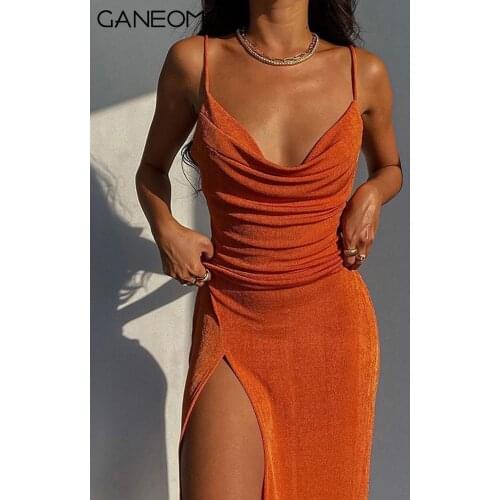 Elegant Backless Sexy Long Dresses For Women Spaghetti Strap Party Evening Bodycon Slip Maxi Dress Summer Blue Gray Club Outfits