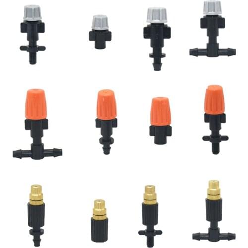 1/4Inch Nozzle Dripper Watering Sprayer Misting Atomizing Sprinkler Garden Irrigation System With Hose Tee Barb thread Connector